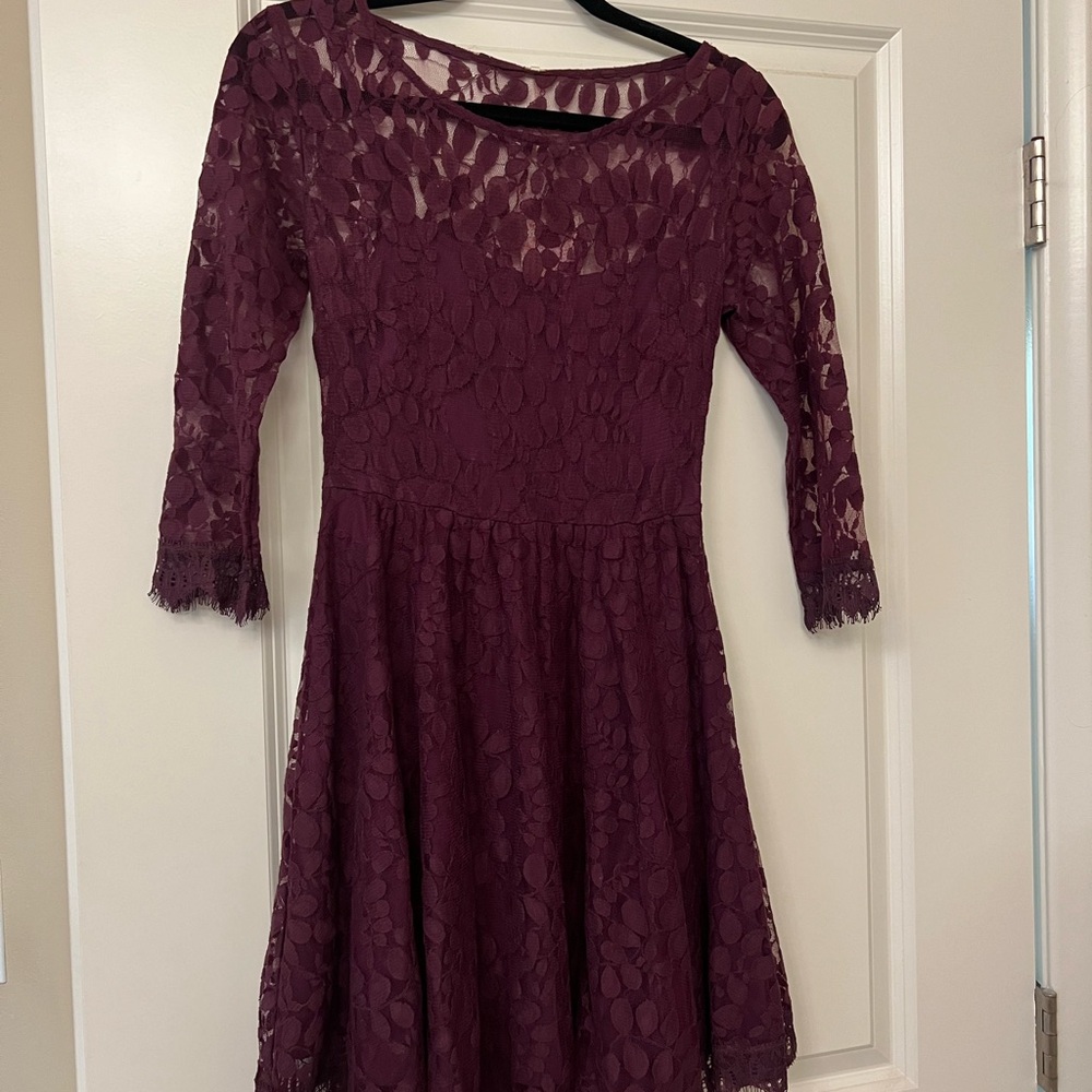 Free People Lace Burgundy Dress